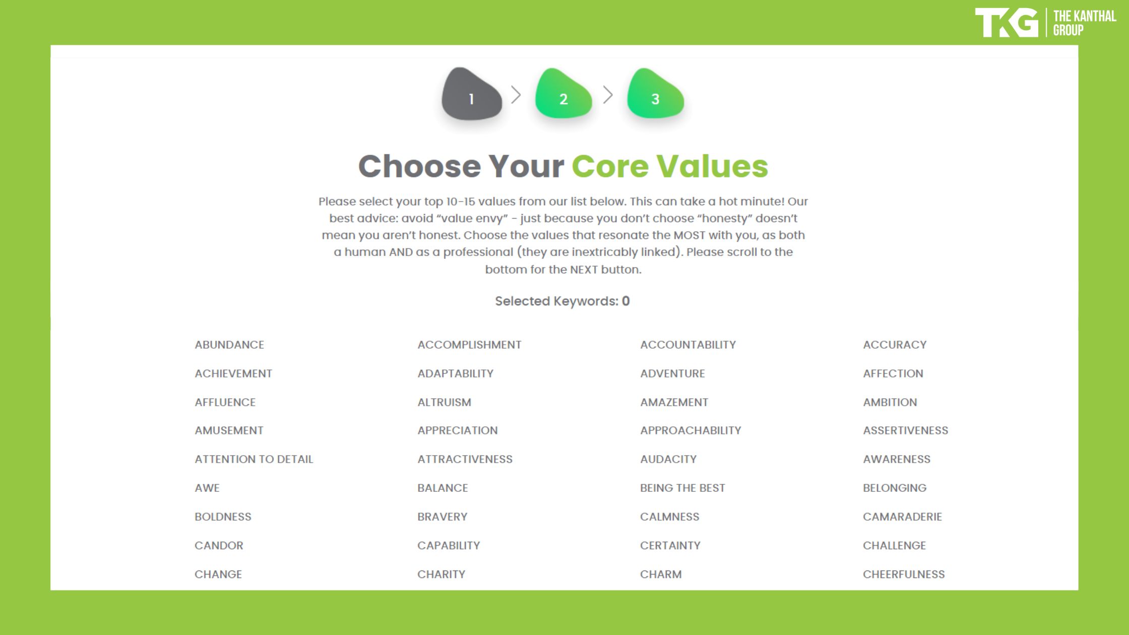 Core Values Assessment by Darren Kanthal