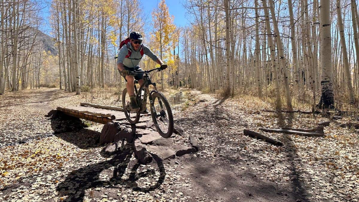 Darren Kanthal on a mountain bike in the woods